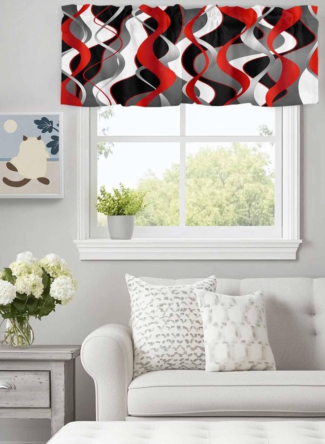 LooPoP Valance for Windows Red Black Lines Curtains Valances Modern Abstract Stripes Short Curtains Rod Pocket Window Treatment for Kitchen Living Room Bedroom Bathroom Cafe Decor 1 Panel 54x18 Inch - Image 4